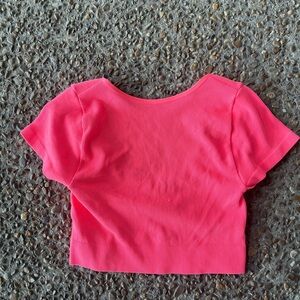 aerie hot pink ribbed workout top size l